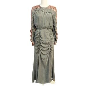 Veronica Beard Gingham Ruched Drawstring Maxi Dress Size 4 $575